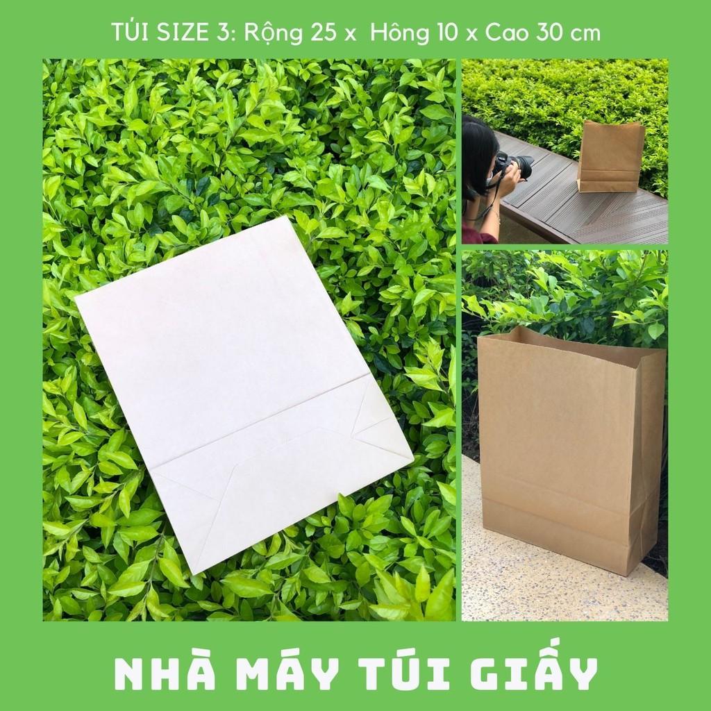 Set 300 Chiếc túi giấy nâu không quai SIZE 3: 25x10x 30 cm túi đựng hàng 5kg