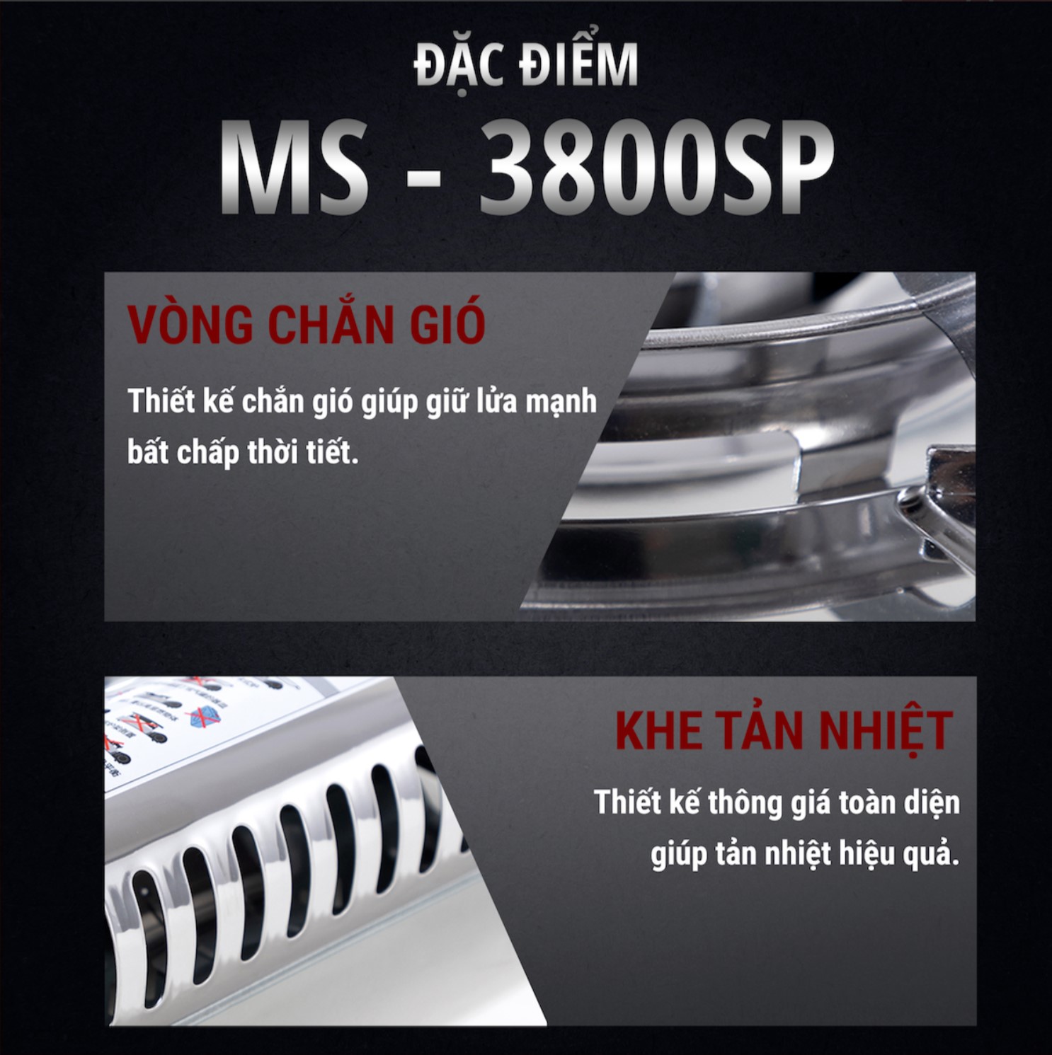 Bếp ga mini Maxsun MS-3800SP, Công suất 2900W, chân kiềng Inox - Hàng chính hãng - Bảo hành 12 tháng