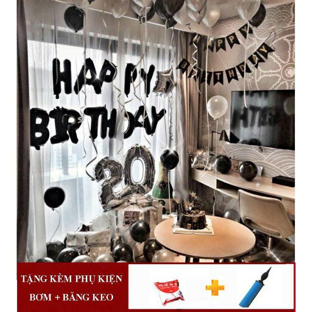 Set bong bóng trang trí sinh nhật happy birthday tặng kèm bơm và băng dính chuyên dụng