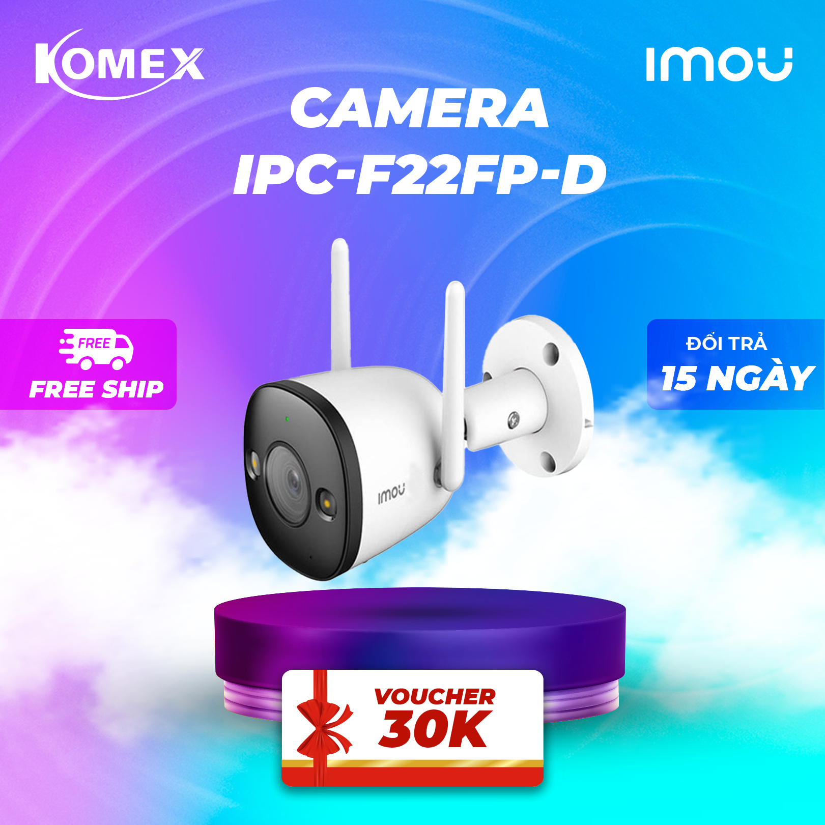 camera Wifi ngoài trời Imou Bullet 2 (2MP) I IPC-F22PF22FPF22FEP hàng chính hãng