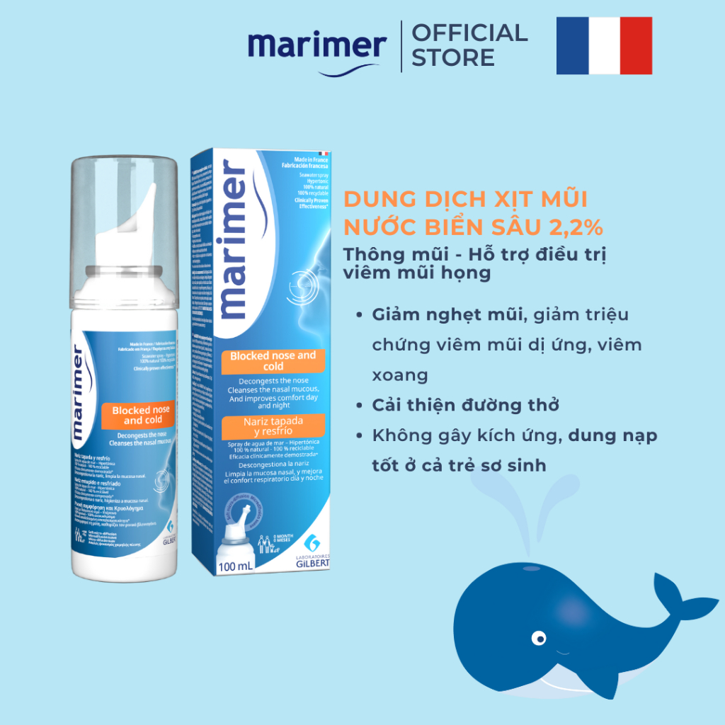 Xịt Mũi Nước Biển Sâu Marimer - Thông Mũi, Giảm Nghẹt Mũi, Hỗ Trợ Viêm Mũi [100ml] - 7201C