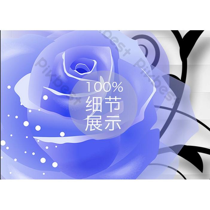 Tranh dán tường Hoa hồng xanh dây nhẹ nhàng, tranh dán tường 3d hiện đại MS1075930