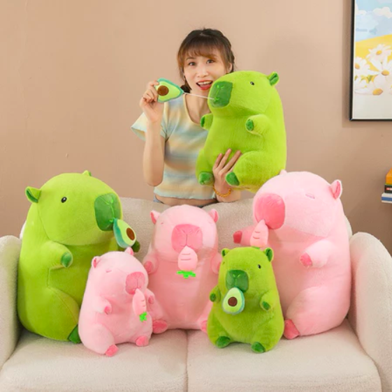 Thú nhồi bông capybara ăn bơ cute - Size từ 30cm đến 50cm - Quà tặng chuột lang nước xanh bơ êm mịn