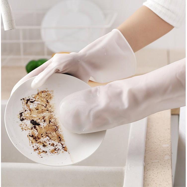 Găng Tay Rửa Chén Silicon Tạo Bọt - Không Hại Da Tay