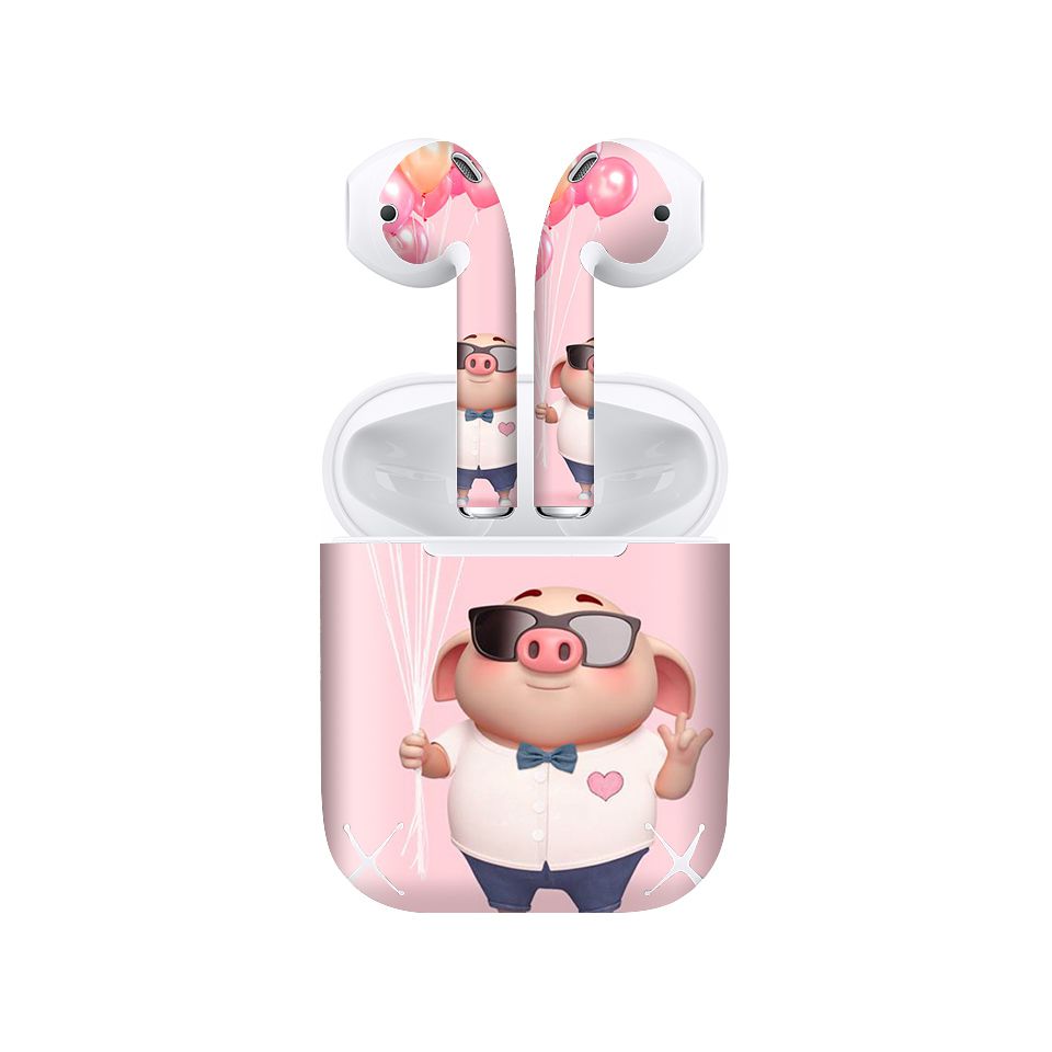 Miếng dán skin chống bẩn cho tai nghe AirPods in hình Heo con dễ thương - HEO2k19 - 069 (bản không dây 1 và 2)