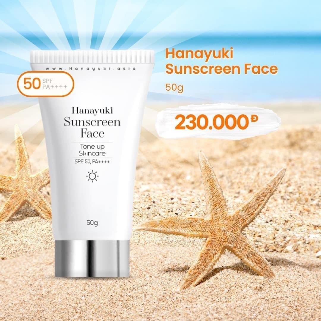 Kem Chống Nắng Hanayuki Sunscreen Face Nâng Tông Dưỡng Trắng SPF 50+/PA++++ ( Hanayuki Chính Hãng ) 50G