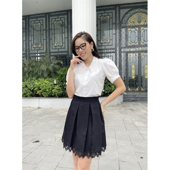 Áo sơ mi cổ ren tay bồng hàng thiết kế đẹp may bán shop