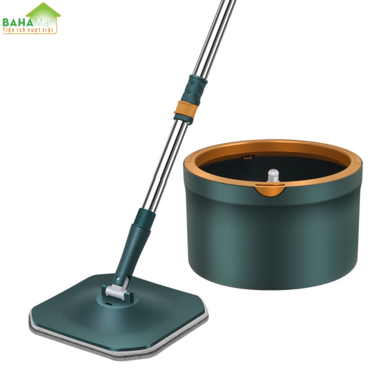 BỘ CÂY LAU NHÀ TIẾT KIỆM SỨC LAO ĐỘNG VÀ XÔ XOAY TRÒN PHÂN TÁCH NƯỚC THẢI "BAHAMAR" Nước sạch giặt giẻ lau và xoáy loại bỏ nước bẩn ra chậu ngoài một cách tách biệt luôn