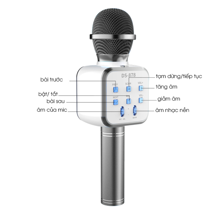 Micro Hát Karaoke Không Dây Kết Nối Bluetooth Giao màu ngẫu nhiên