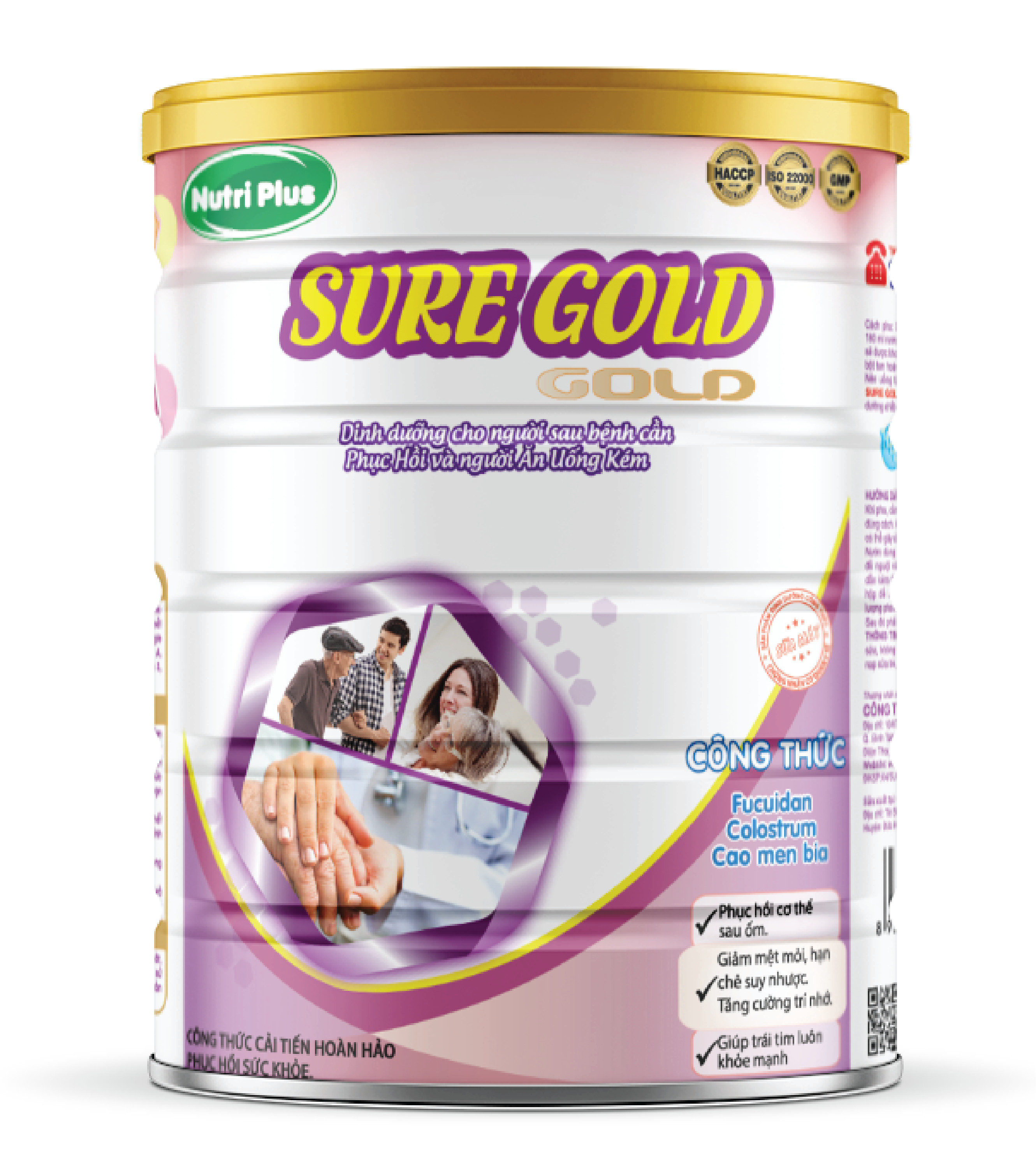 [MUA 2 TẶNG 1] Sữa bột dinh dưỡng Sure Gold giúp phục hồi sức khỏe cho người bệnh, người ăn uống kém - (900g) Nutriplus Gold