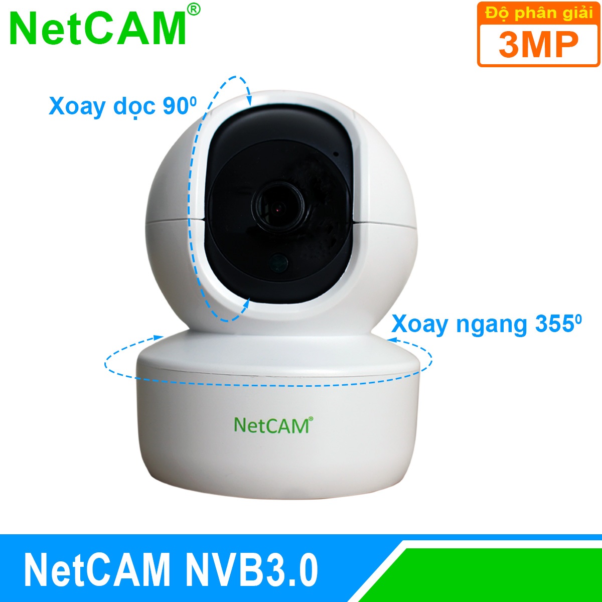 Camera IP WiFi Quay Quét 360 độ NetCAM NVB3.0, độ phân giải 3.0MP - Hàng Chính Hãng