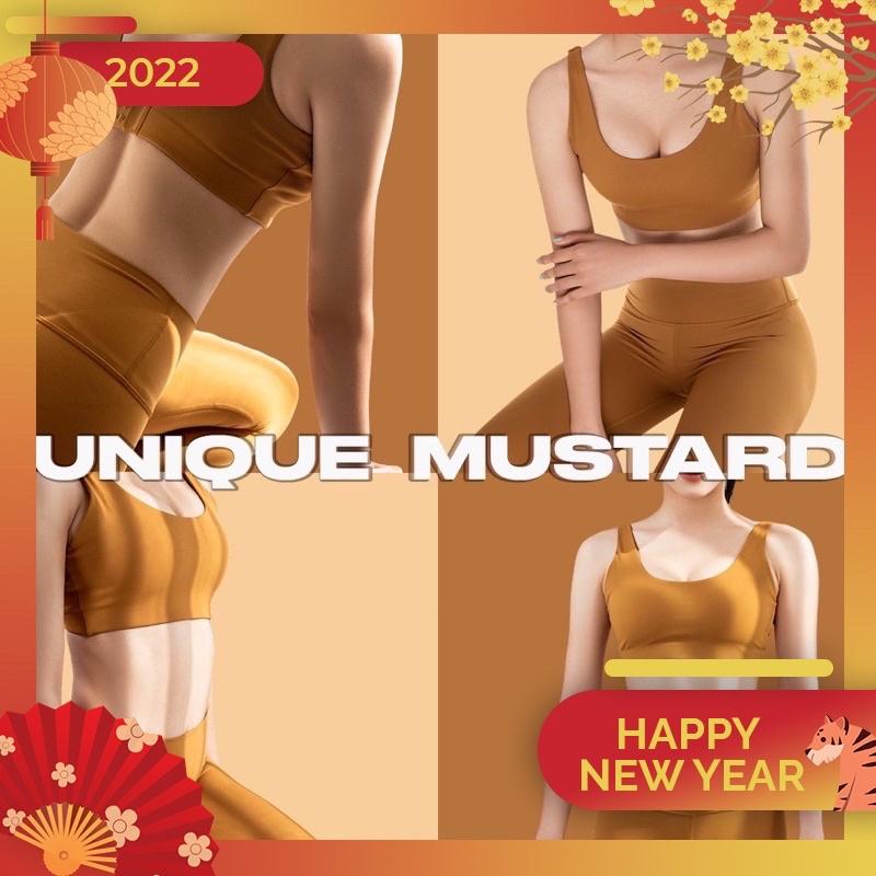 Quần Thể Thao Tập Gym Yoga Unique Mustard Legging Vàng Mù Tạt (cạp cao, co giãn 4 chiều, chất liệu cao cấp