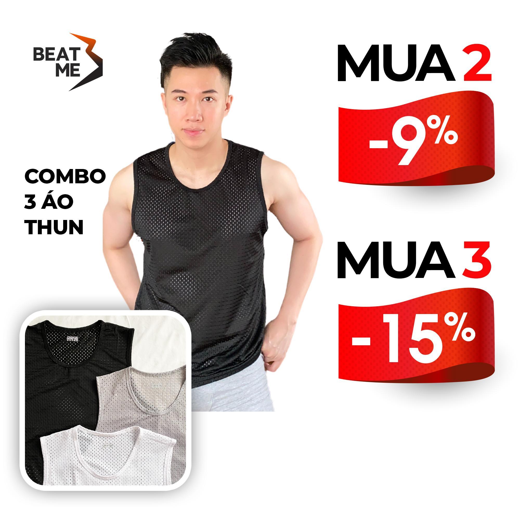 Combo 3 Áo Tank Top Thể Thao Tập Gym Mặc Nhà Beatme Form Thoải Mái Vải Lưới Siêu Thoáng Mát Mau Khô Hút Mồ Hôi Mùa Hè