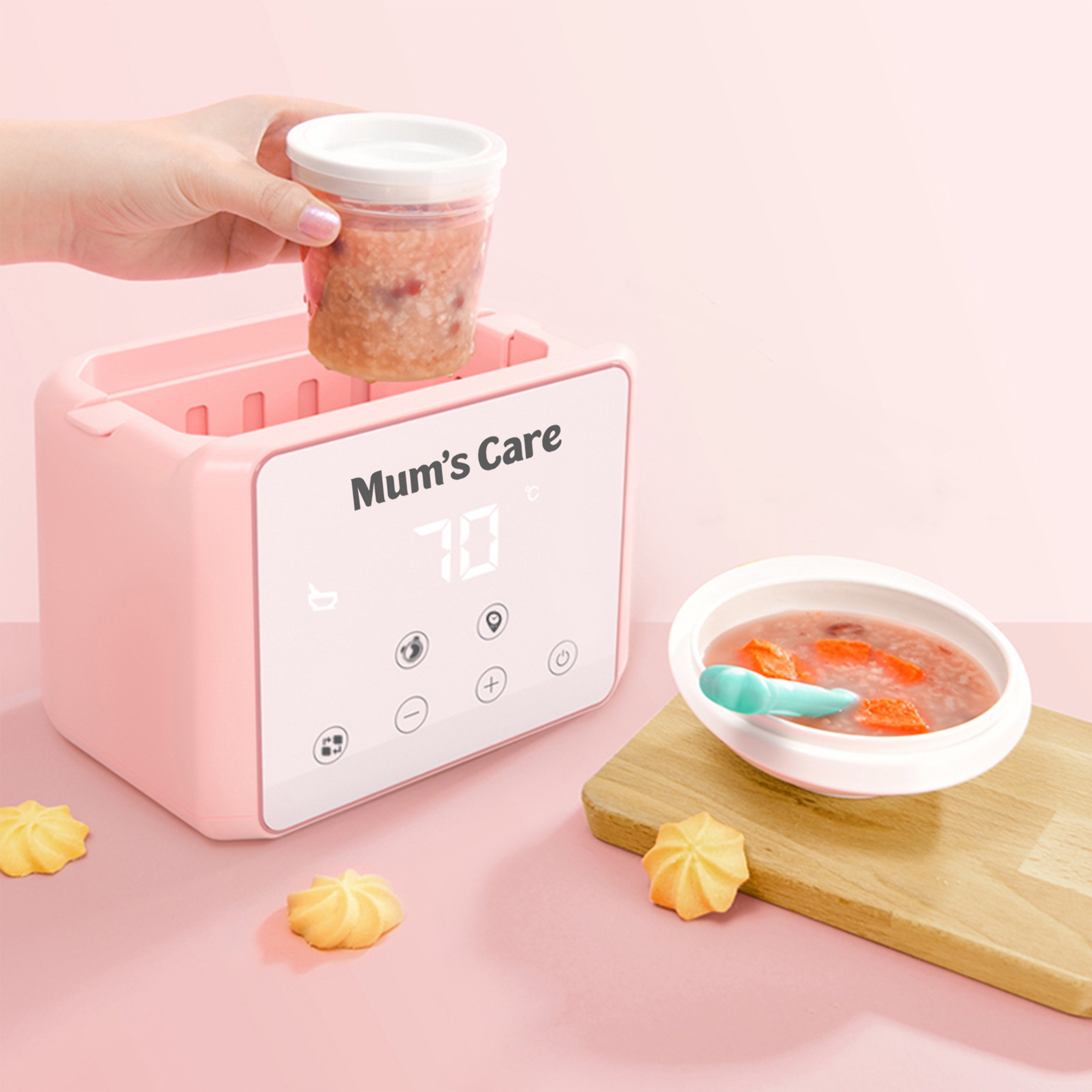 Máy Hâm Sữa - Tiệt Trùng Bình Sữa Đa Năng Mum's Care Smarlov Màu Trắng và Hồng Pastel