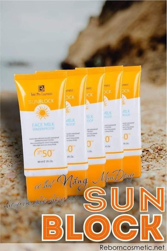 Kem Chống Nắng Sunblock Reborn vừa cia thể chống nắng vừa thay lớp make up nhẹ xinh