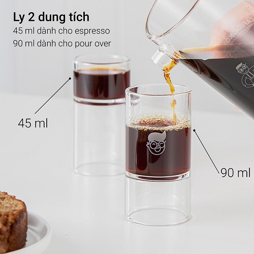 Bộ bình và ly pha cà phê CAFEDE KONA AKIMBO hình trụ