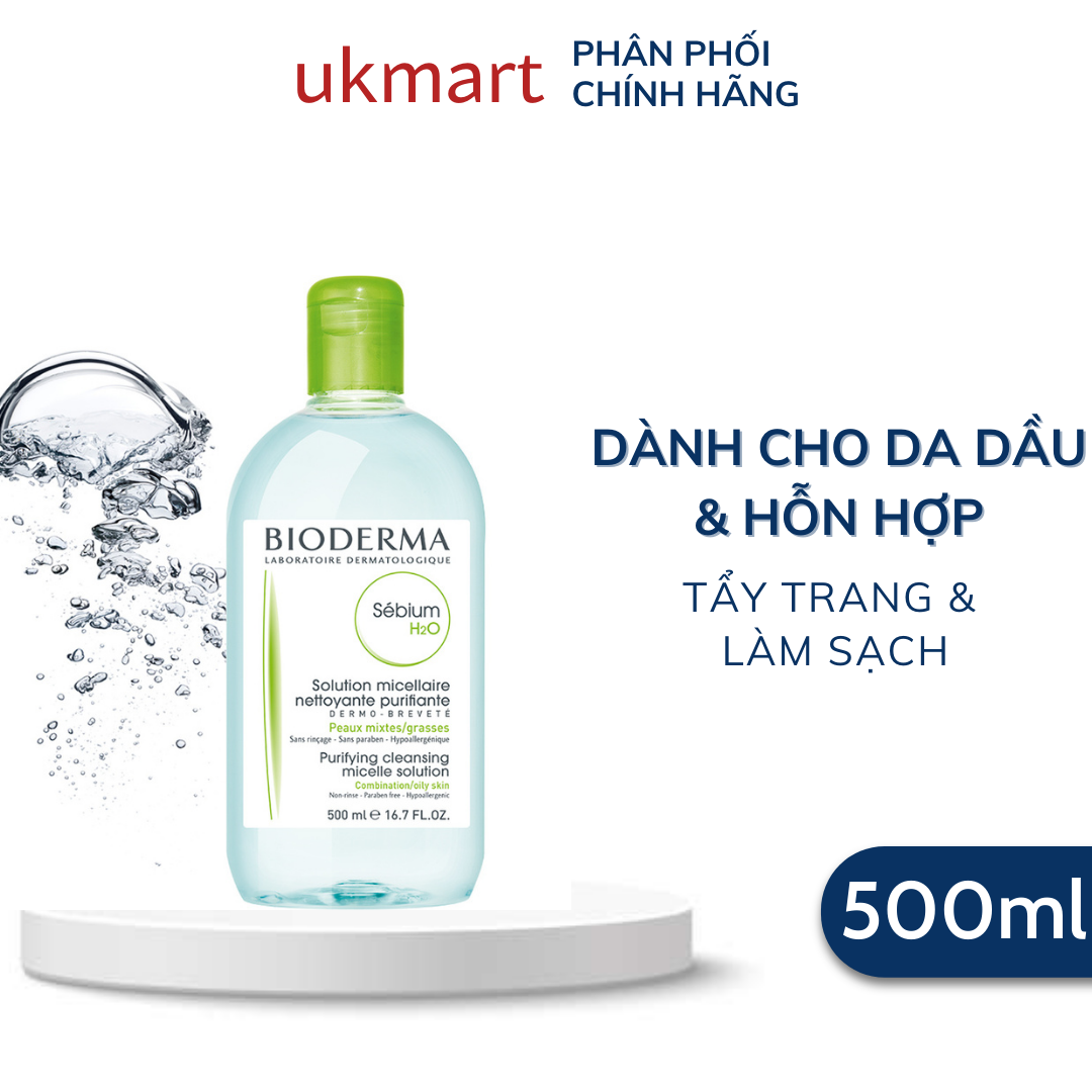 Nước Tẩy Trang Dành Cho Da Dầu Mụn Bioderma Xanh Công Nghệ Micella Sébium H2O 500ml