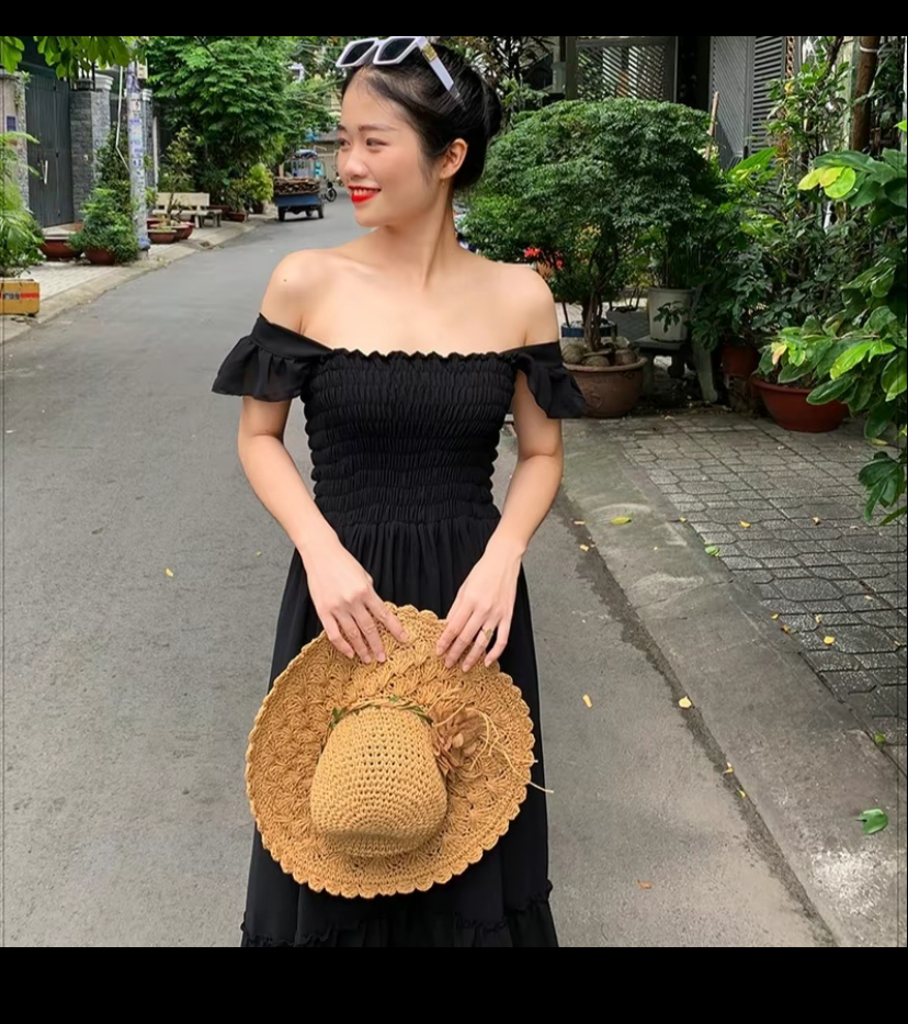 Đầm maxi - HỌA TIẾT XANH - Free size