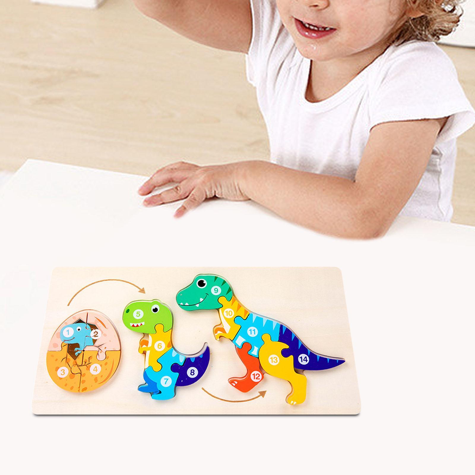 Animals Colorful wooden Cartoon Animal Shape Jigsaw Montessori Toy for Toddler