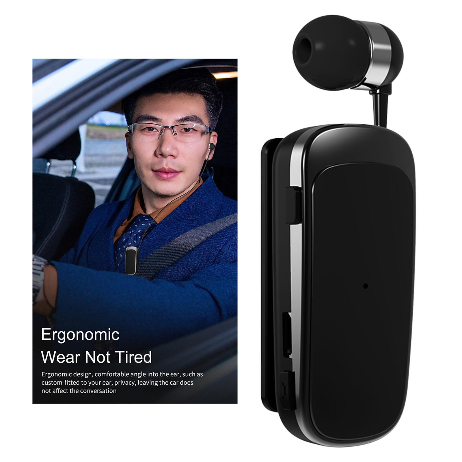 2xFineBlue K52 Retractable Wireless Bluetooth Headset Business Earphone Clip Black with box