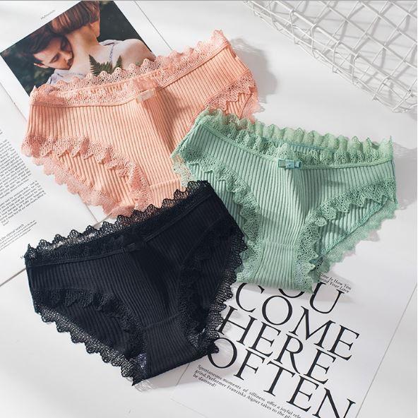 Quần lót cotton sợi tre kháng khuẩn cao cấp viền ren sexy đáng yêu Shoping QL1C phong cách cô bé ngây thơ