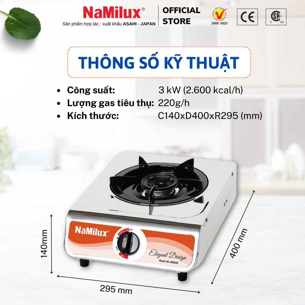 Bếp Gas Đơn NaMilux NH-260ASM - Bạc Inox - Hàng chính hãng