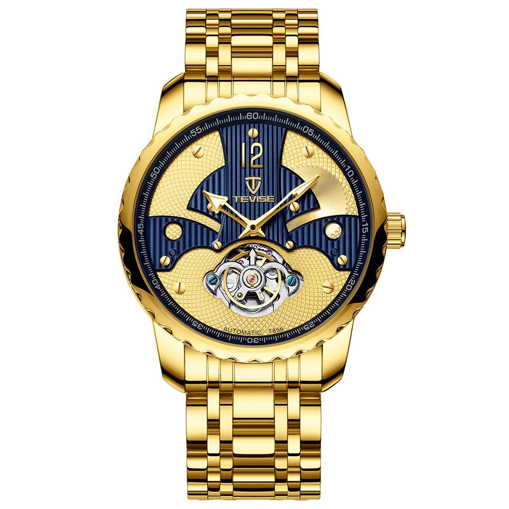 Đồng hồ Nam Thời trang TEVISE bằng thép không gỉ Dây đeo bằng kim loại Vỏ đồng hồ đeo tay chống nước T856B - Bạc