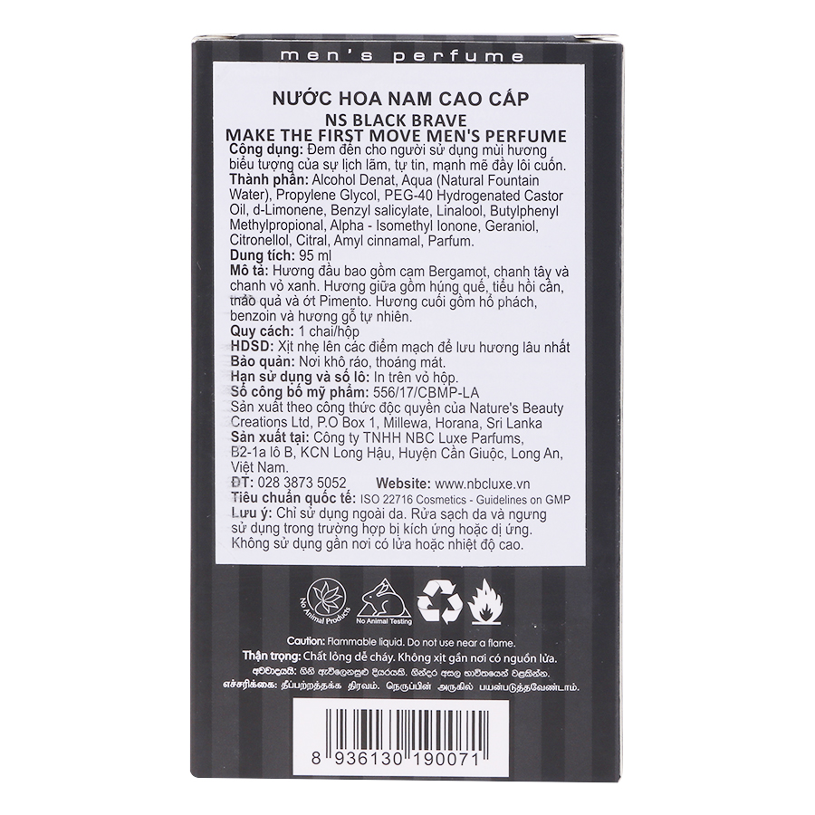 Nước Hoa Nam Brave Ns Black M01