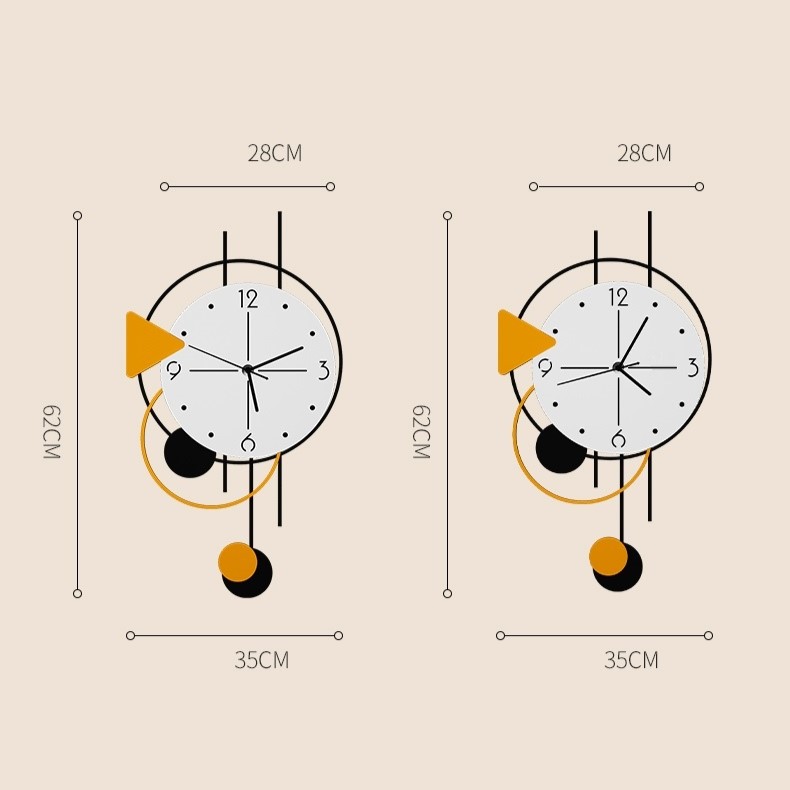 Đồng hồ quả lắc treo tường CL067 trang trí phòng khách - không cần khoan tường