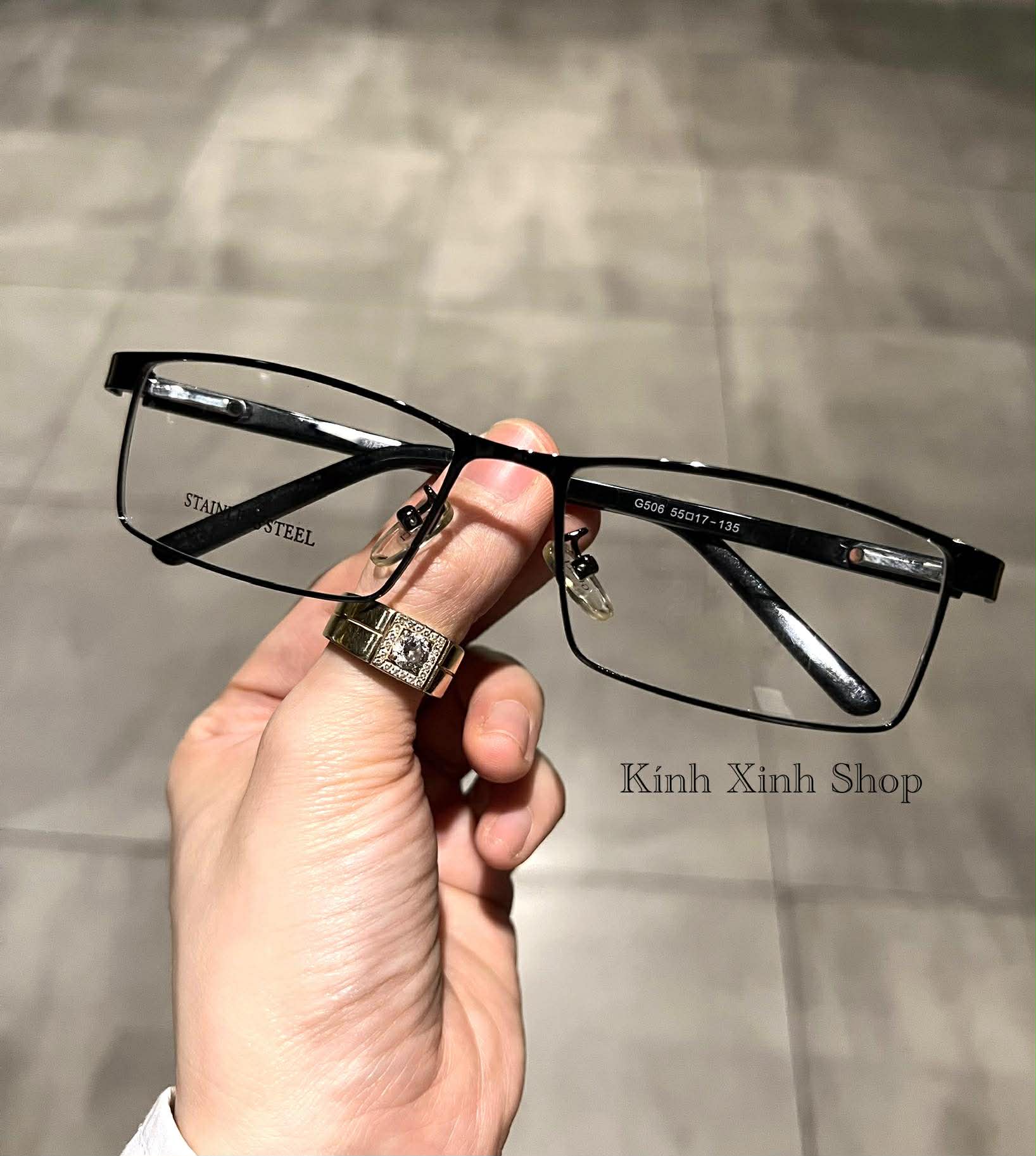 Kính nửa viền chữ nhật dáng basic đơn giản dễ đeo cho nam nữ