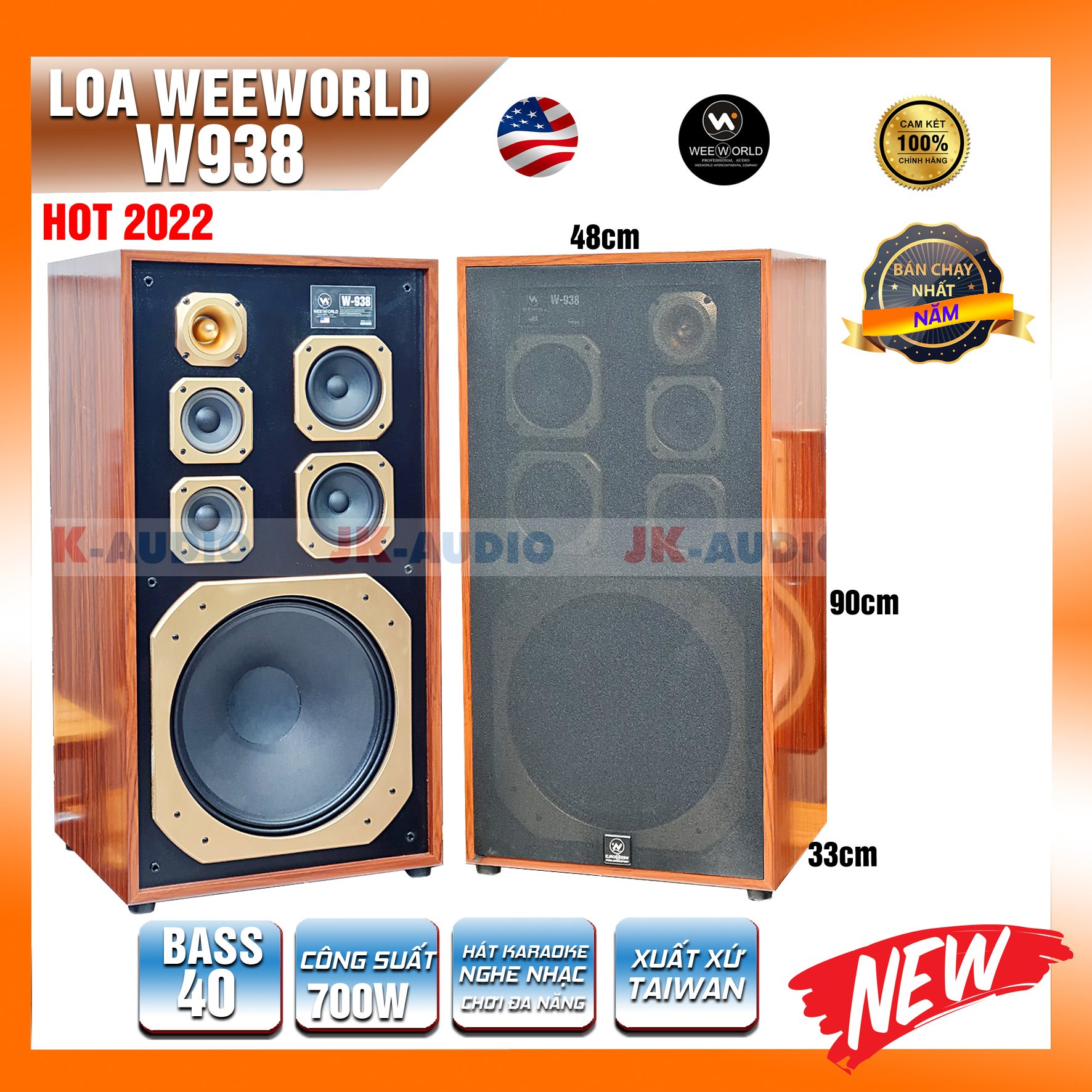 Loa Weeworld W938 Bass 40 - Thế hệ mới - Hàng chính hãng