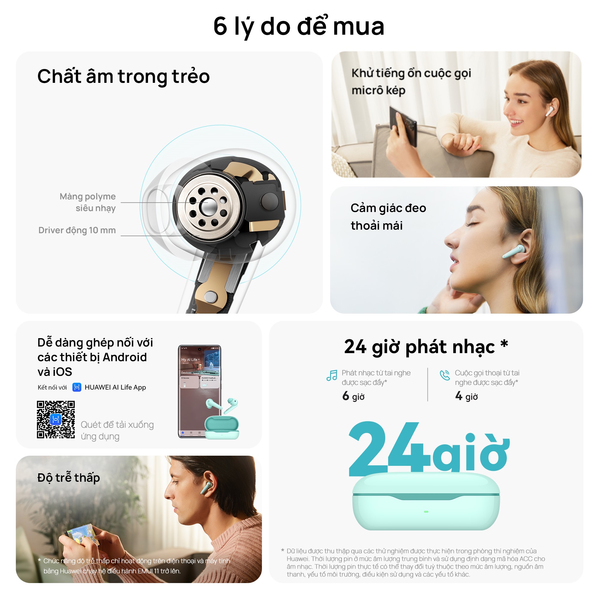 Tai nghe HUAWEI FreeBuds SE | Chất Âm Trong Trẻo | 24 Giờ Phát Nhạc | Hàng Chính Hãng