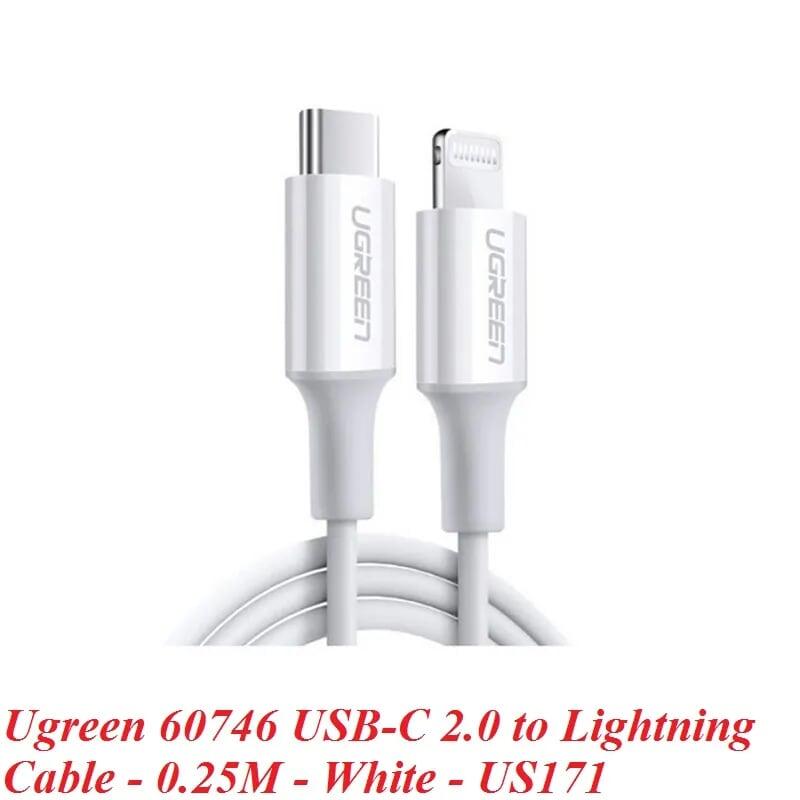 Ugreen UG60746US171TK 25cm cáp usb type c ra apple lightning 0.25m màu trắng - HÀNG CHÍNH HÃNG