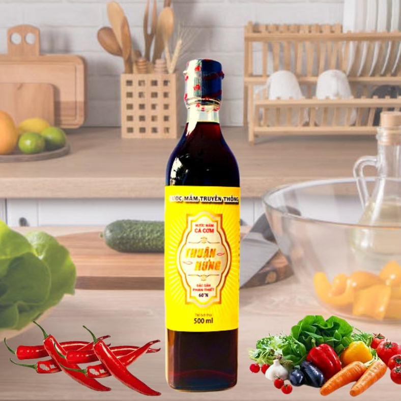 NƯỚC MẮM PHAN THIẾT CHAI THỦY TINH - THUẬN HƯNG 60 ĐỘ ĐẠM/ 1 THÙNG 12 CHAI 500ML