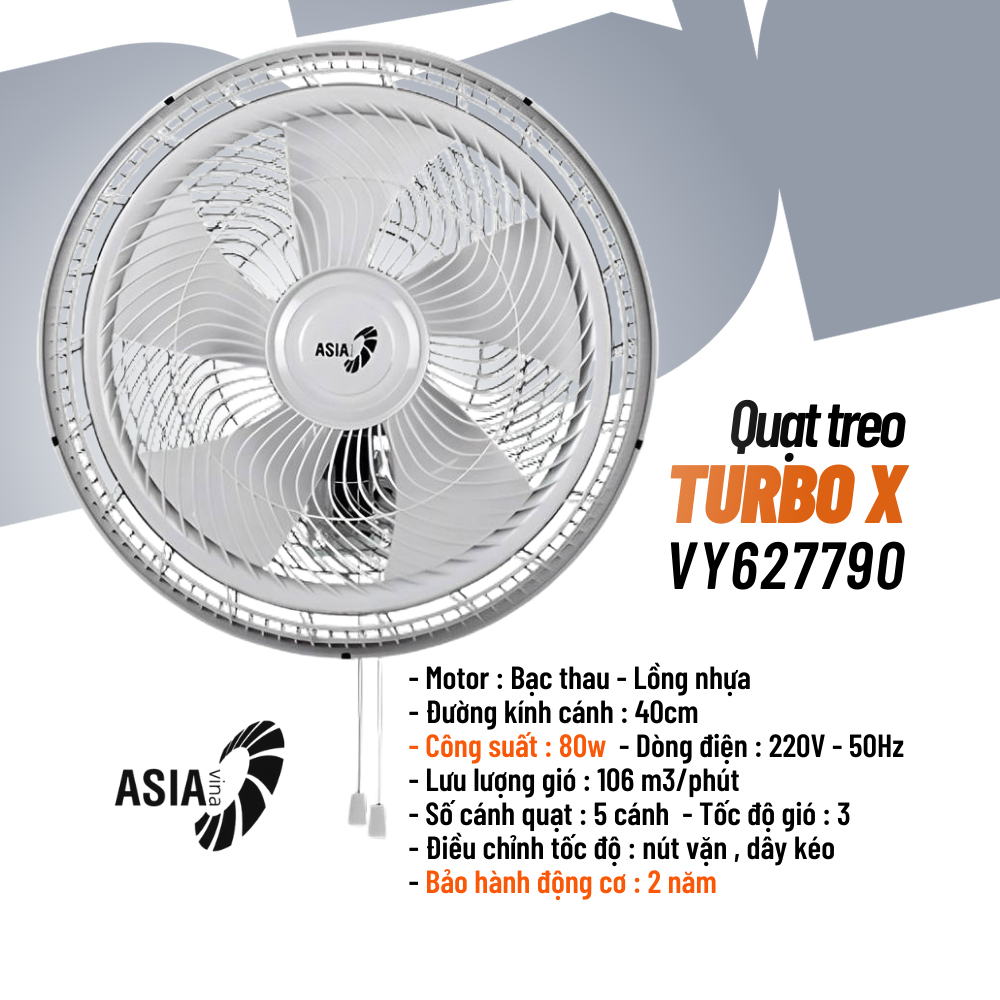 (ASIA) Quạt treo Asia TURBO 80w 90w - bán công nghiệp -  Hàng chính hãng