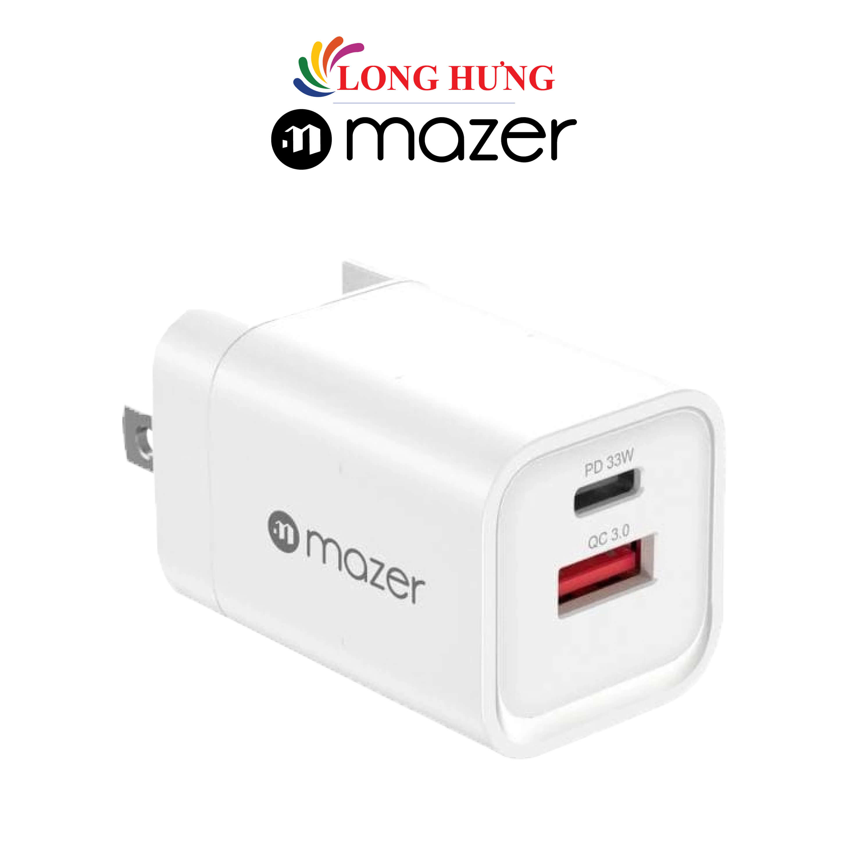 Cốc sạc Mazer Infinite.Boost SuperMINI Pro 33W 1 Type-C 1 USB M-GAN2-T33W(US) - Hàng chính hãng