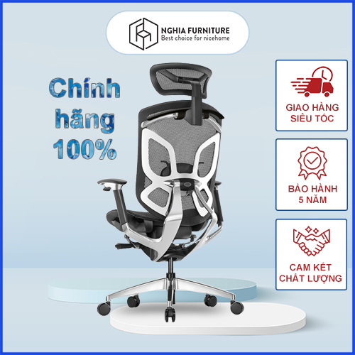 Ghế công thái học Nghia furniture DVARY BUTTERFLY , bản quốc tế bảo hành 5 năm - Ghế làm việc màu Black và White