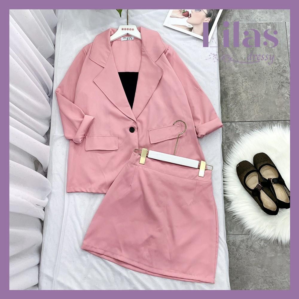 Set Vest 3 Món Chân Áo Khoác Chân Váy Chữ A
