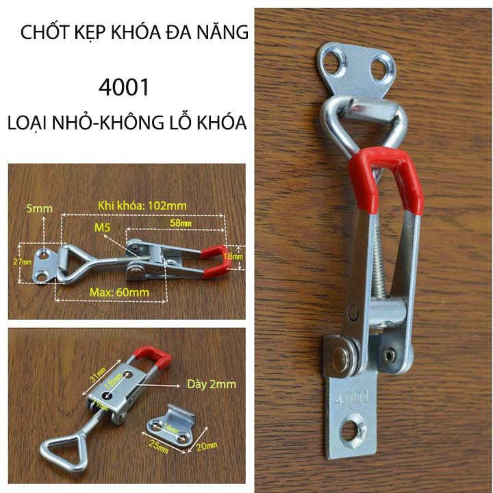 Bộ 2 chốt khóa gài, kẹp nhanh, bằng thép mạ kẽm chống gỉ