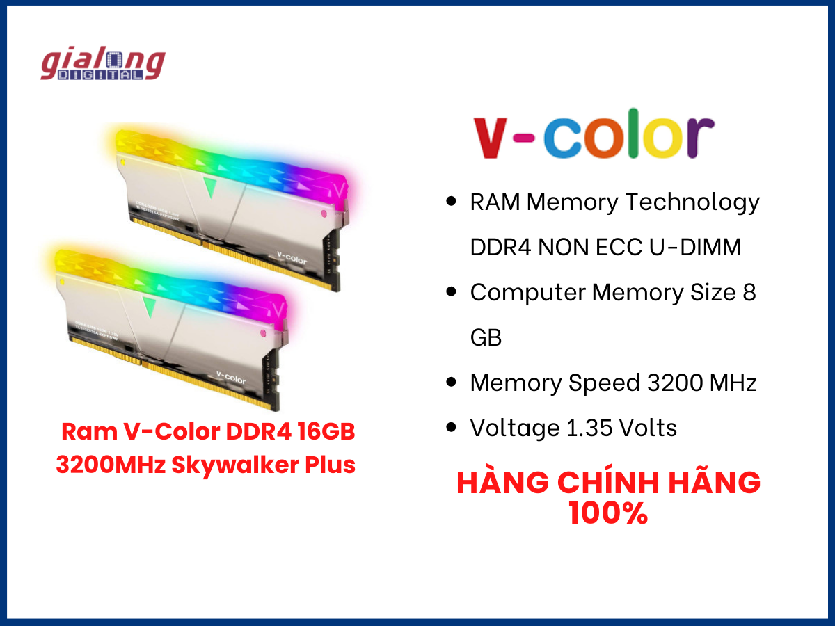 Ram V-Color DDR4 16GB 3200MHz Skywalker Plus - Hàng chính hãng