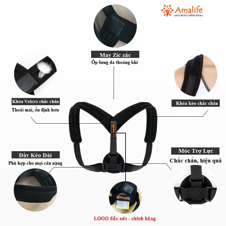 Đai Chống Gù Lưng Chính Hãng Amalife Tặng Kèm 2 Miếng Đệm Lót Điều Chỉnh Phần Lưng - Ama01
