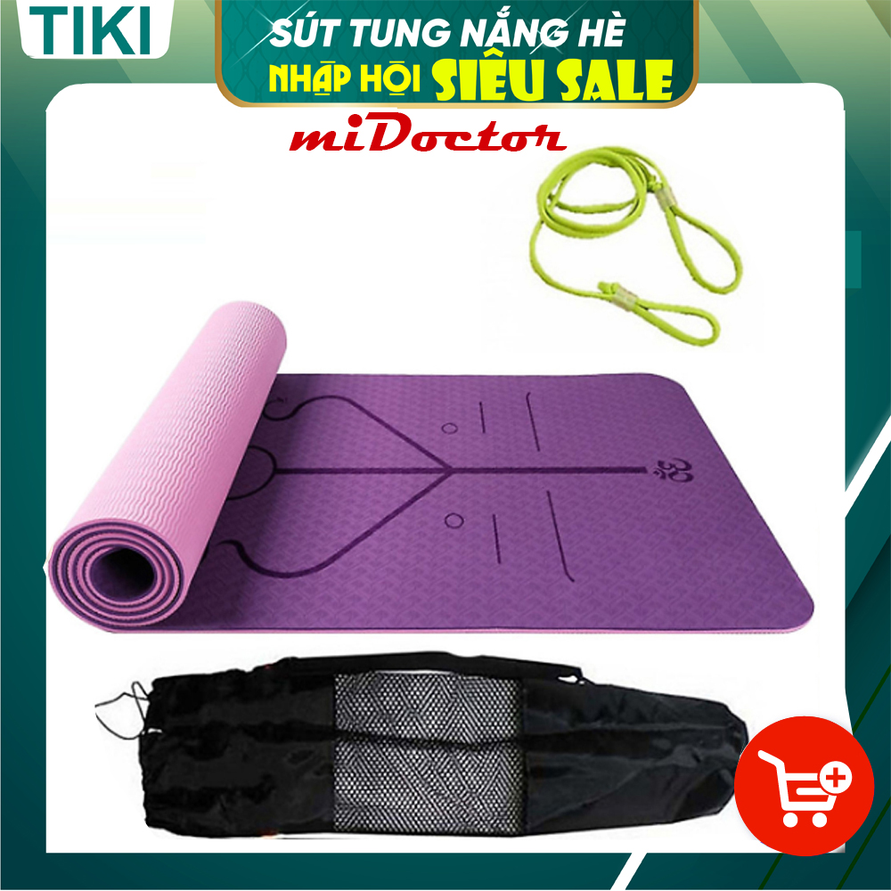 Thảm Tập Yoga Định Tuyến TPE 2 Lớp – Chọn Màu – Chọn Độ Dày + Bao Thảm Tập Yoga + Dây Buộc Thảm Tập Yoga Chính Hãng miDoctor