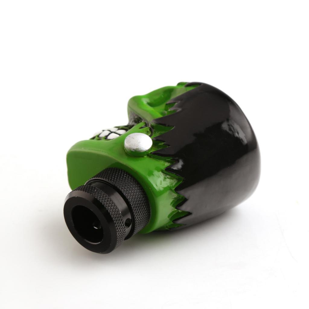 Universal Car Manual Gear Shift Lever Head Scar Eyebrow Skull Shifter Green