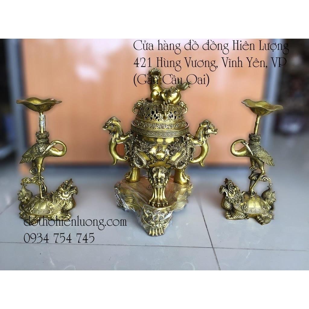 Đỉnh Song Long Chầu Nguyệt Cao 60cm