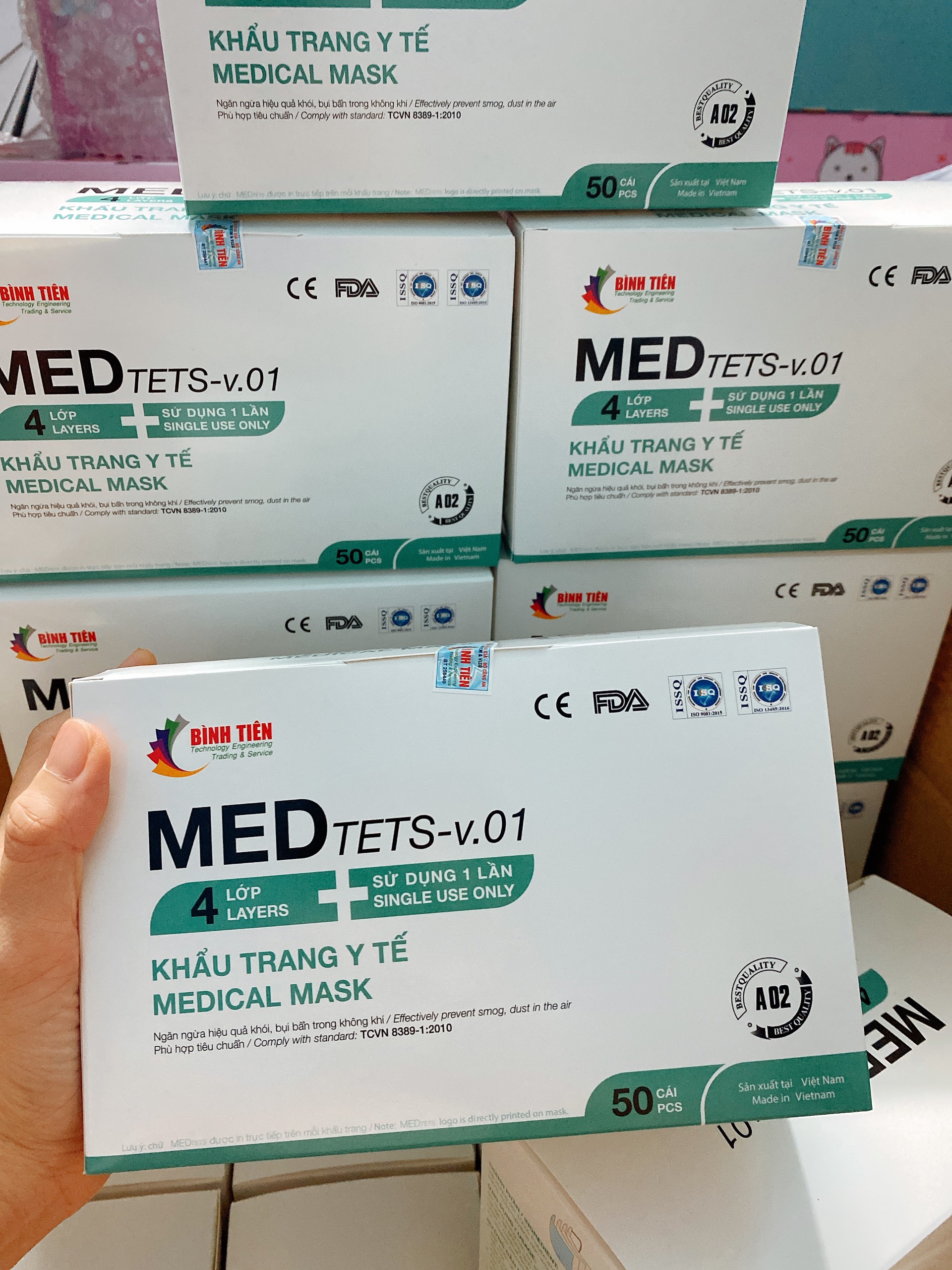 Khẩu trang y tế khán khuẩn, kháng virus 4 lớp MED - Hàng chính hãng được bộ y tế cấp phép ( Bình Tiên )
