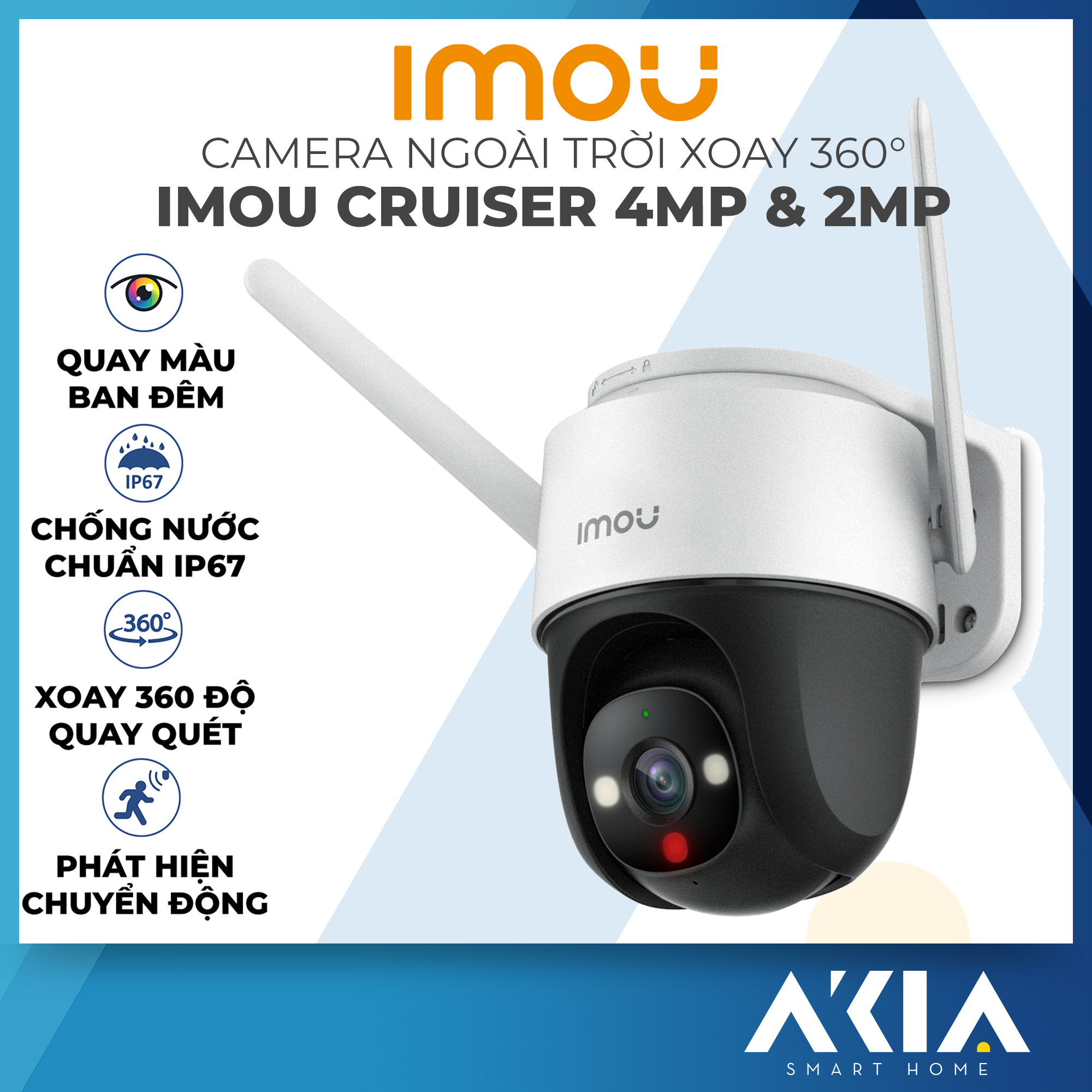 Camera IMOU Cruiser 2MP/4MP, Camera ngoài trời, xoay 360, chống nước IP66, đàm thoại hai chiều, tích hợp còi và đèn chiếu sáng - Hàng Chính Hãng