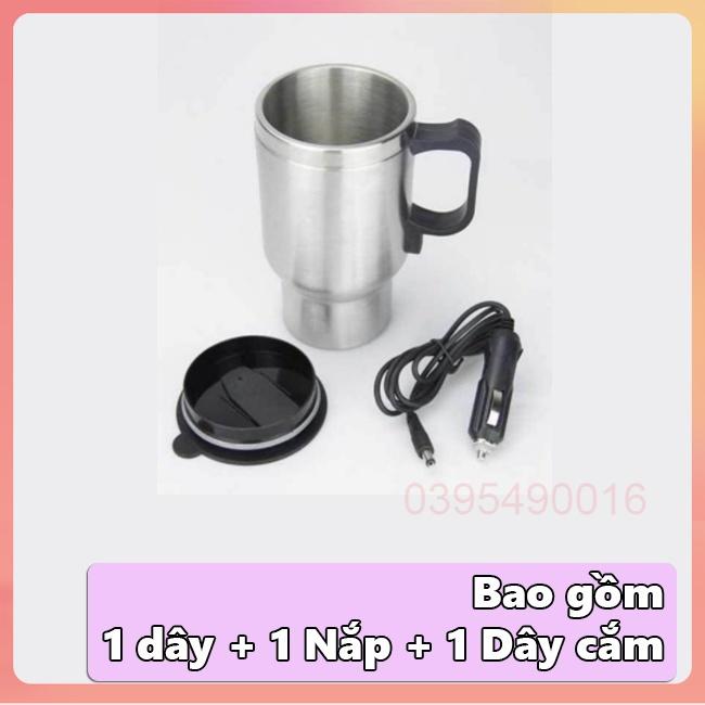 Cốc Đun Nước Trên Xe Ô TÔ Chất Liệu Thép Chống Rỉ 304 cao cấp, Chống Xóc Va Đập, Cốc Đựng Nước Có Nắp Gioăng Cao Su Kín
