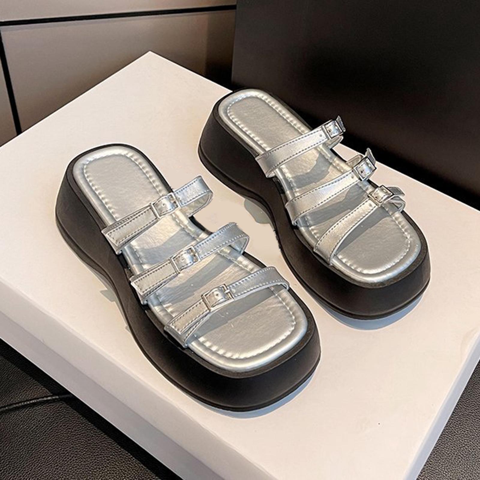 Women Platform Slide Sandals Slip on Sandals Versatile Anti Slip Open Toe Casual Trendy Summer Beach Shoes Platform Slippers for Pool Street