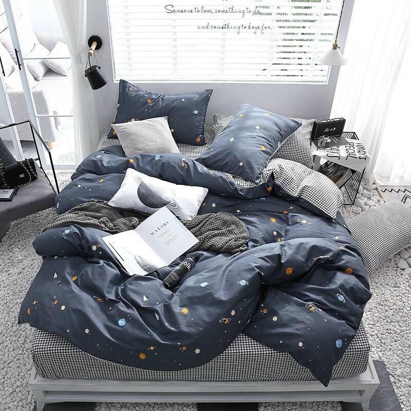 Bộ Ga Giường Full Set Cotton Korea Bedding ADU79 Đủ Kích Thước Trải Nệm 4 Món CÓ CHĂN CHẦN BÔNG - KO VỎ Ô