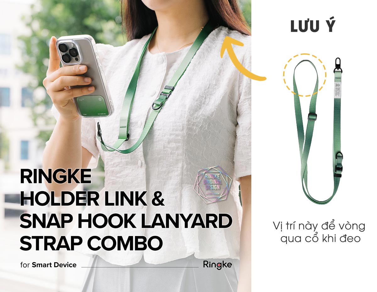 Dây đeo cho điện thoại RINGKE Holder Link &amp; Snap Hook Lanyard Strap - Hàng Chính Hãng